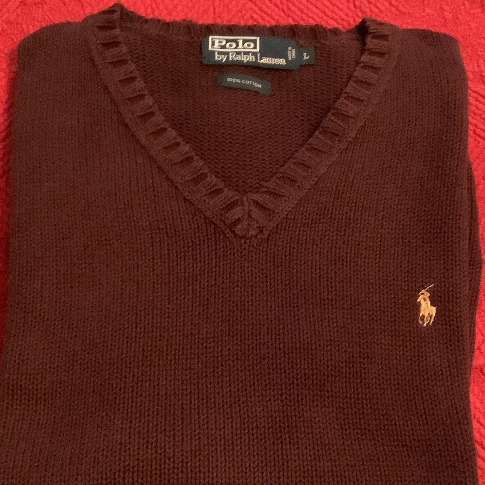 Polo by Ralph Lauren Men's V-Neck Sweater Vest in Rich Maroon